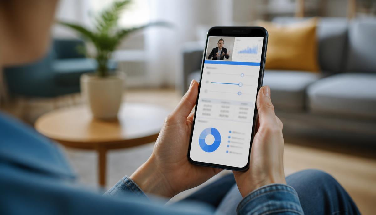 Un client regarde un simulateur partagé en direct pendant un appel commercial